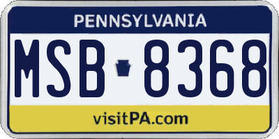 PA license plate MSB8368