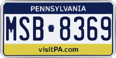 PA license plate MSB8369