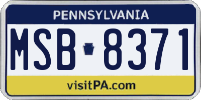 PA license plate MSB8371