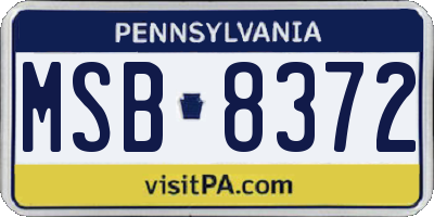 PA license plate MSB8372