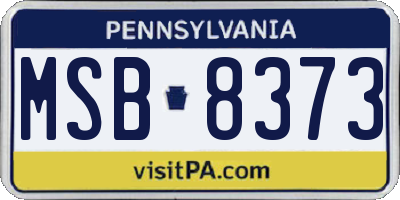 PA license plate MSB8373