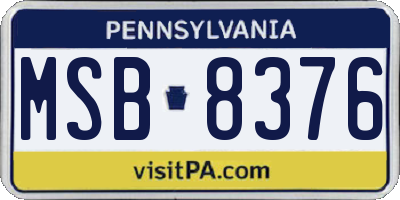 PA license plate MSB8376