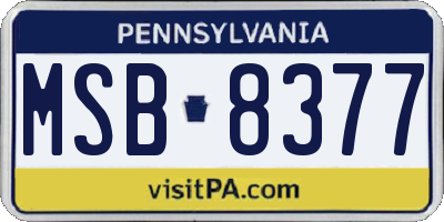 PA license plate MSB8377