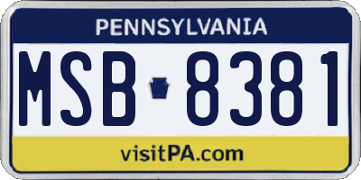 PA license plate MSB8381