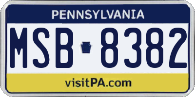 PA license plate MSB8382