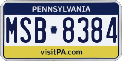 PA license plate MSB8384
