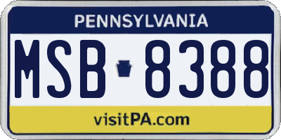 PA license plate MSB8388