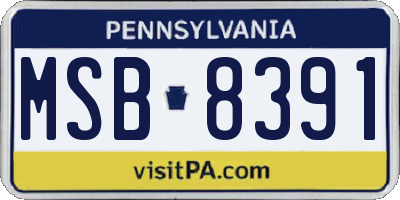 PA license plate MSB8391