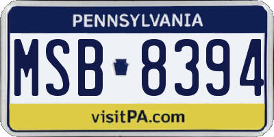 PA license plate MSB8394