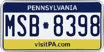PA license plate MSB8398
