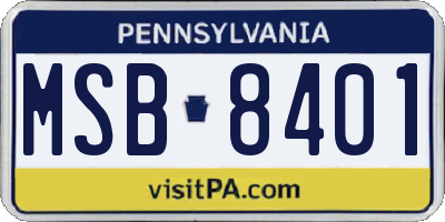 PA license plate MSB8401