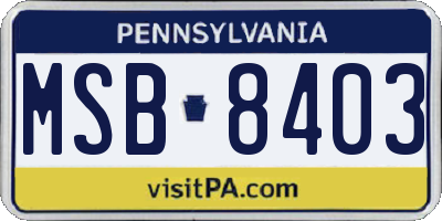 PA license plate MSB8403