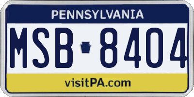 PA license plate MSB8404