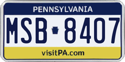 PA license plate MSB8407