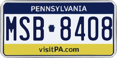 PA license plate MSB8408