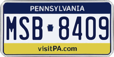 PA license plate MSB8409