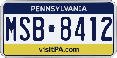 PA license plate MSB8412