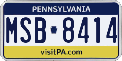 PA license plate MSB8414