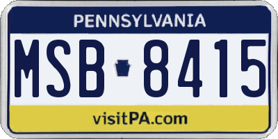 PA license plate MSB8415