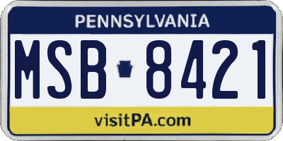 PA license plate MSB8421