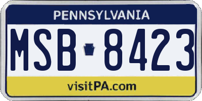 PA license plate MSB8423