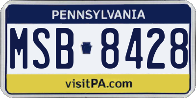PA license plate MSB8428