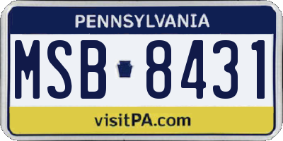 PA license plate MSB8431