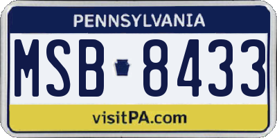 PA license plate MSB8433