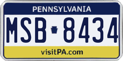 PA license plate MSB8434