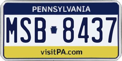 PA license plate MSB8437
