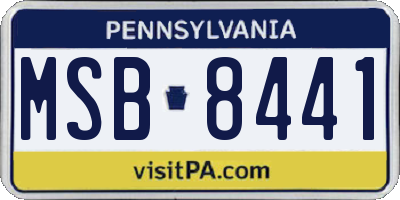 PA license plate MSB8441