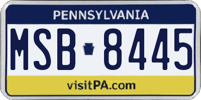 PA license plate MSB8445