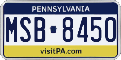 PA license plate MSB8450