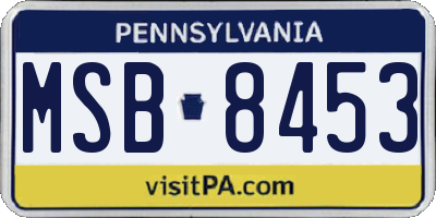 PA license plate MSB8453