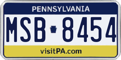 PA license plate MSB8454