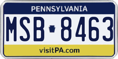 PA license plate MSB8463