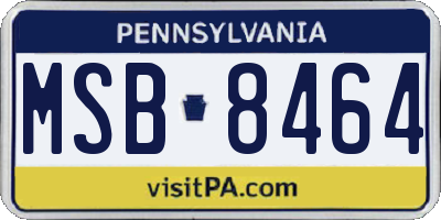 PA license plate MSB8464