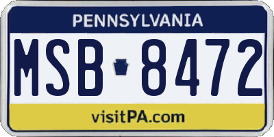 PA license plate MSB8472