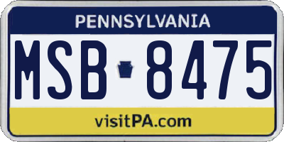 PA license plate MSB8475