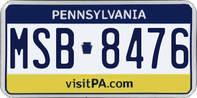 PA license plate MSB8476