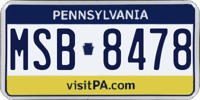 PA license plate MSB8478