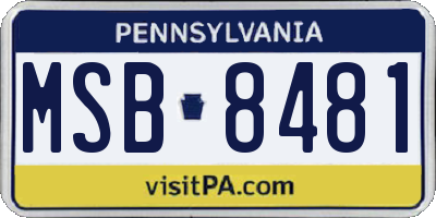 PA license plate MSB8481