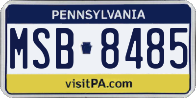 PA license plate MSB8485