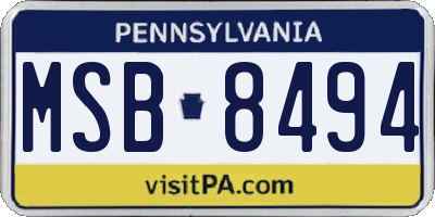 PA license plate MSB8494