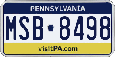 PA license plate MSB8498