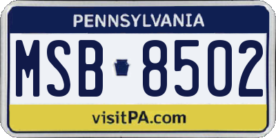 PA license plate MSB8502