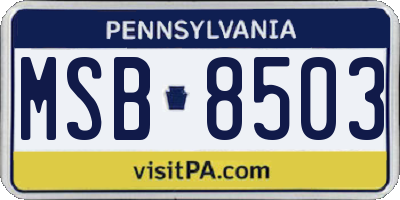 PA license plate MSB8503