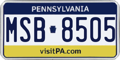 PA license plate MSB8505