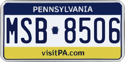 PA license plate MSB8506