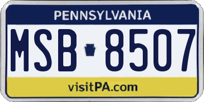 PA license plate MSB8507